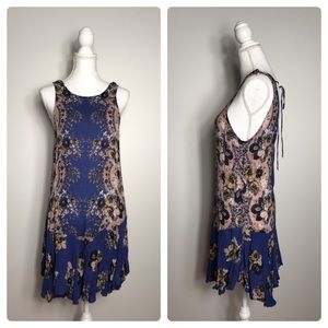Free People Floral Mini Dress Navy S
